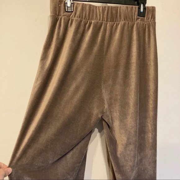 Soft Surroundings Velvet Ribbed Wide Leg Pants Sz M Latte - Picture 3 of 6